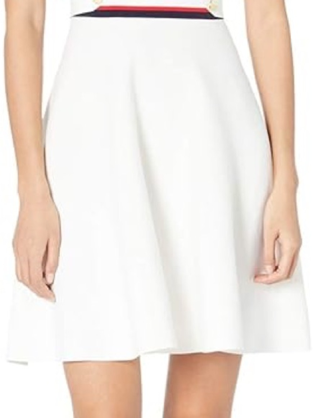 New TED BAKER Apryll Knitted Skater Dress (Ivory w/ red+blue striped details) - Picture 3 of 6